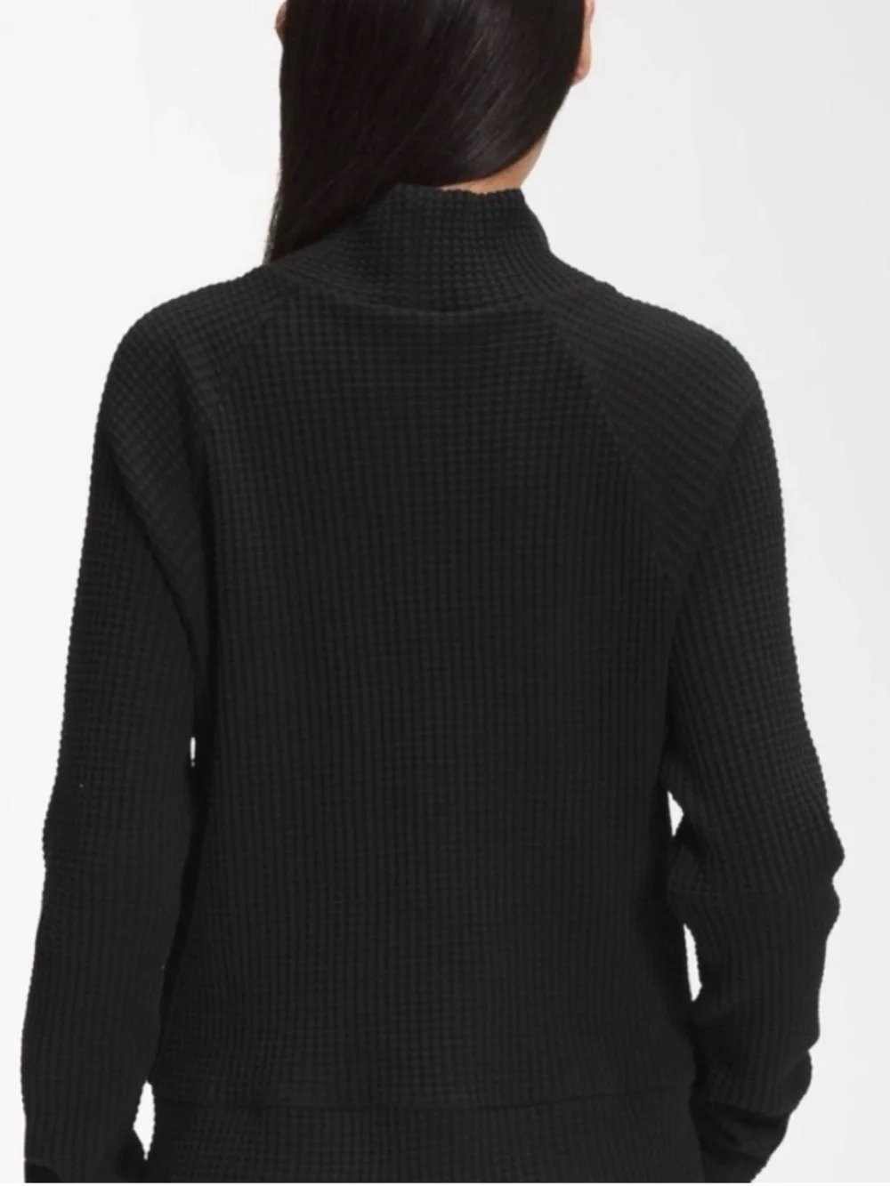 The North Face Chabot Black Waffle Knit Mock Neck Sweater Top Women's Sz L